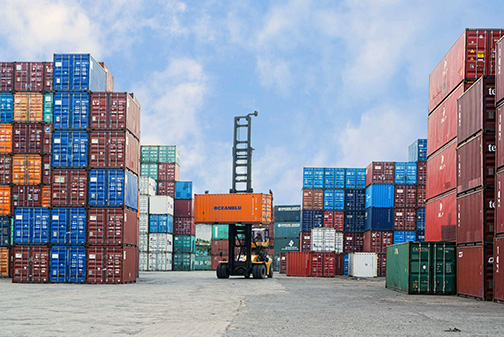 Freight Shipping Containers Being Loaded in Brisbane